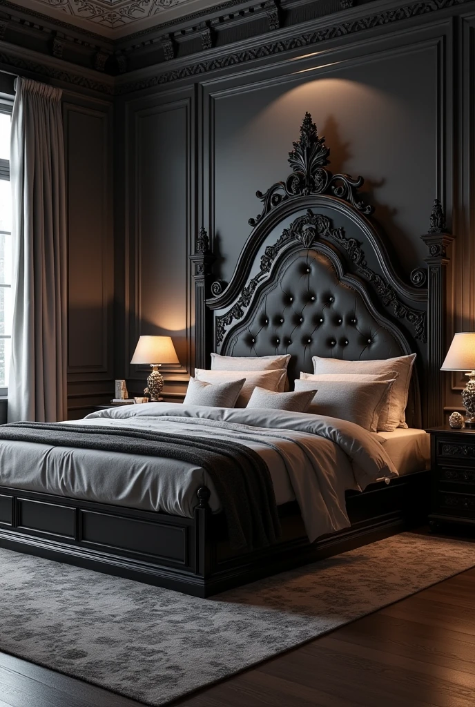 A bed with gothic style, but at the same time it has a modern style and can be used today and is eye-catching.