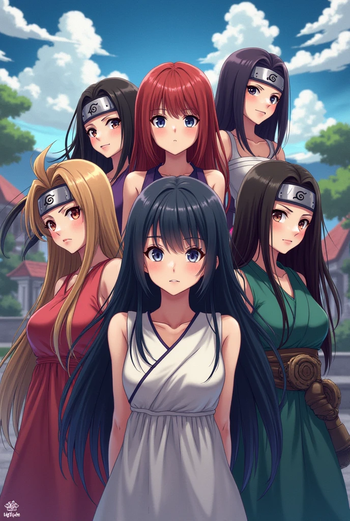 Sexy Anime girls group with Naruto