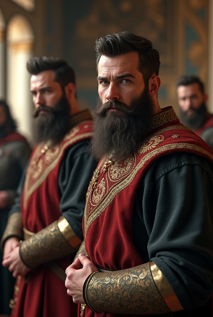masculine handsome medival men with beard