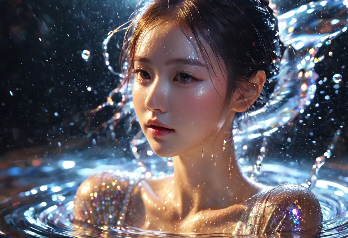 1 girl,beautiful,Bling Bling Bling Bling,motion blur,water drop,Cinematic lighting effects