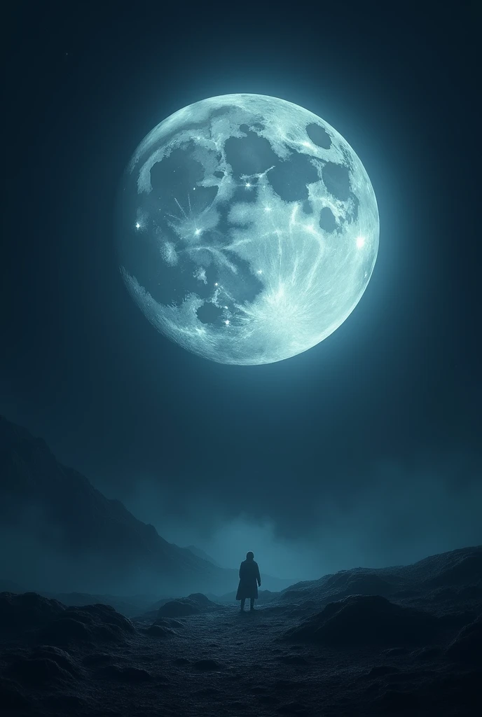big moon in dark in black night
