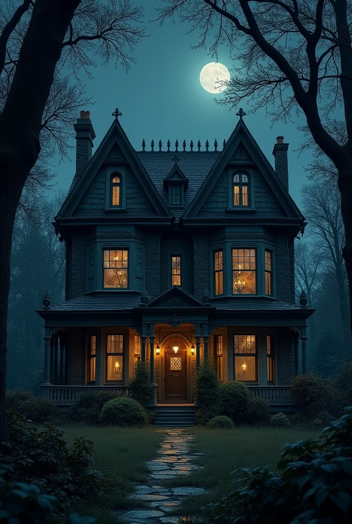 inside classic old house in night time