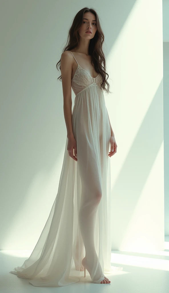 ((Highest quality, 8k, masterpiece: 1.3)), One person, Slender beauty: 1.3, (Long Hair: 1.2), Thin dress, Long legs: 1.1, Very beautiful face, Beautiful Eyes, whole body