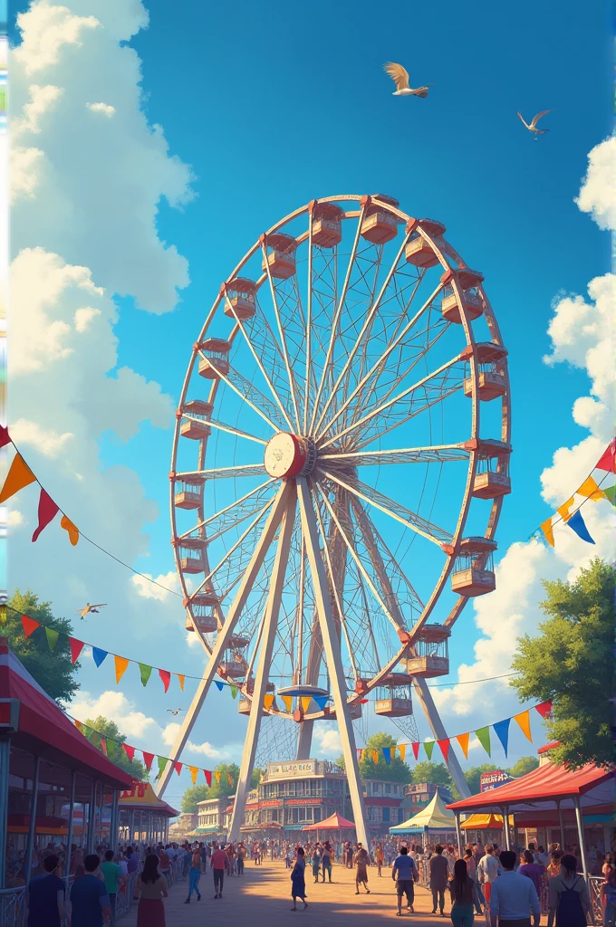 Sky with giant wheel in funfair