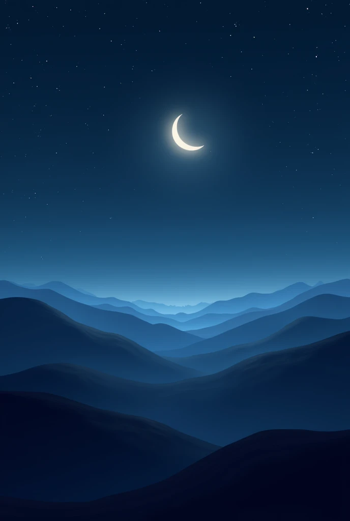 Night sky with hills and moon 
