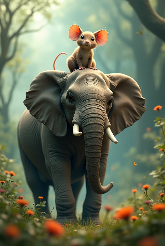 Mouse riding elefant