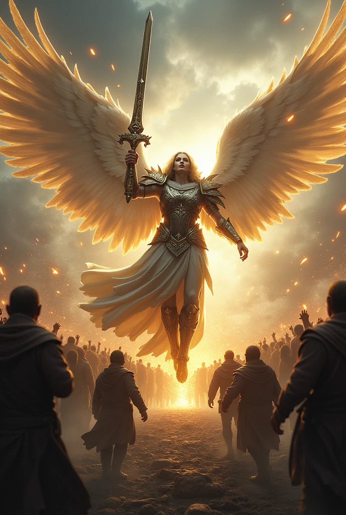 Angel destroying people with his sword
