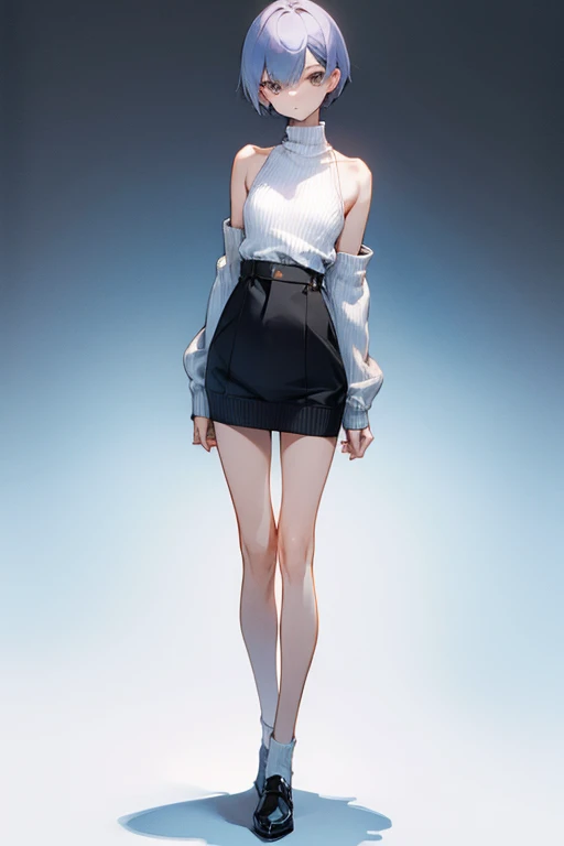 knit、short length sweater、No sleeve、tattle neck、rib neck 、slender、perfect proportion、