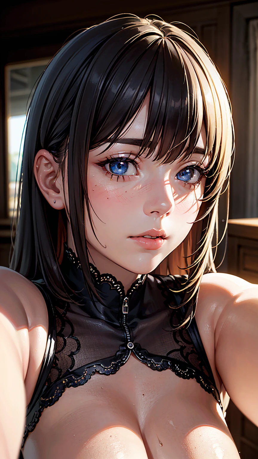 8k,Highest quality, masterpiece, Ultra-high resolution, (Realistic:1.4), RAW Photos, (Real skin texture:1.3), (Film Grain:1.3), (Selfie angle),One girl,Beautiful and detailed eyes and face,masterpiece, Highest quality,close,Upper Body,
