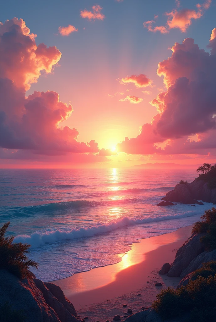 ocean with sunset 