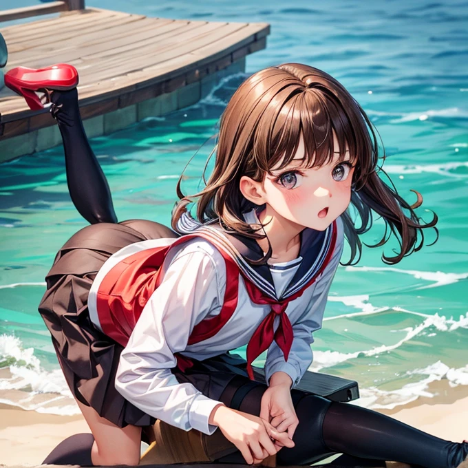 Brown Hair A girl who looks like a boy Sailor suit Wearing spats