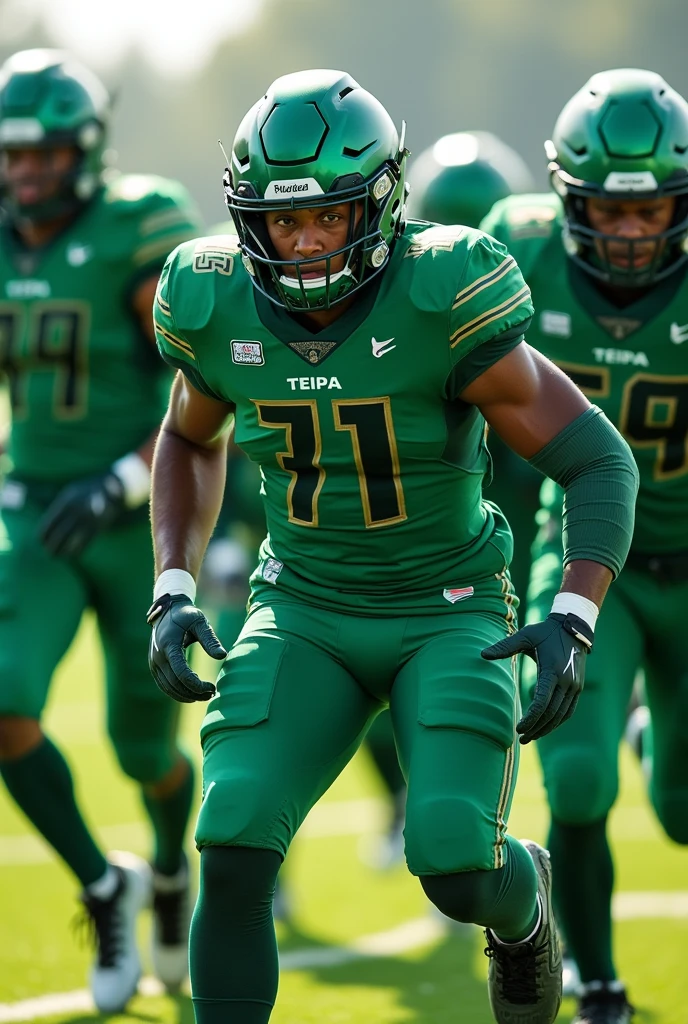 A green football uniform that the team is called teipa