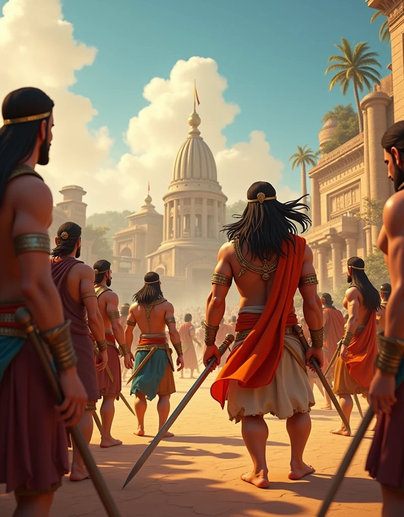  Generate in cinemetic 3d cartoon***Analyze how the dynamics of a team change when key figures are involved. How does this affect the team's strategy and execution?**in Mahabharat time pictures 