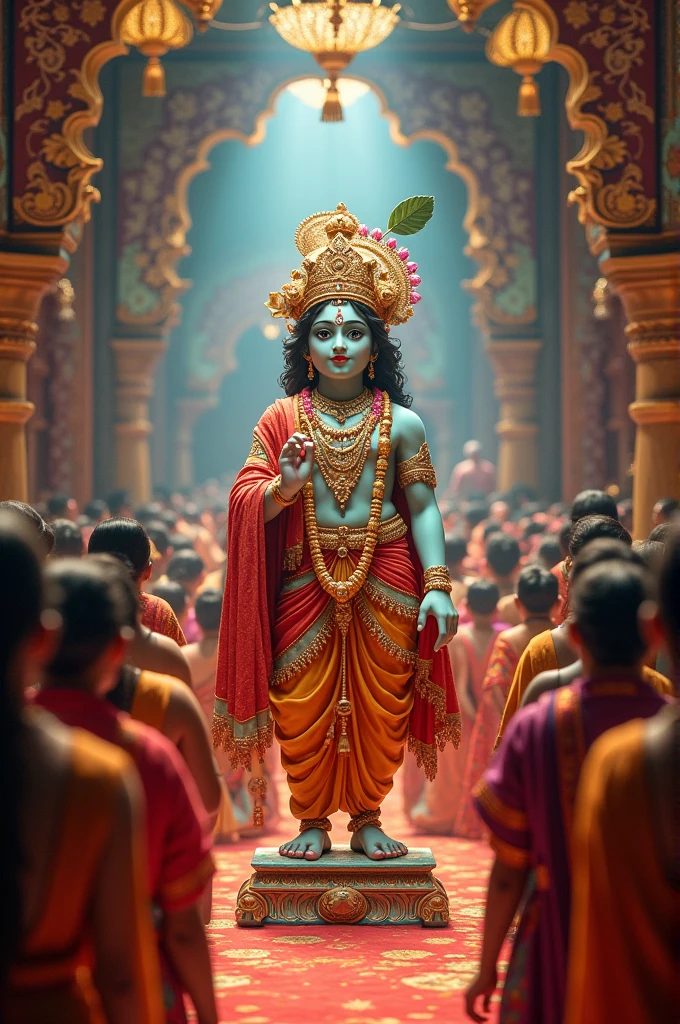 A cultural program of hindus worshipping lord Krishna 3d picture with amazing view