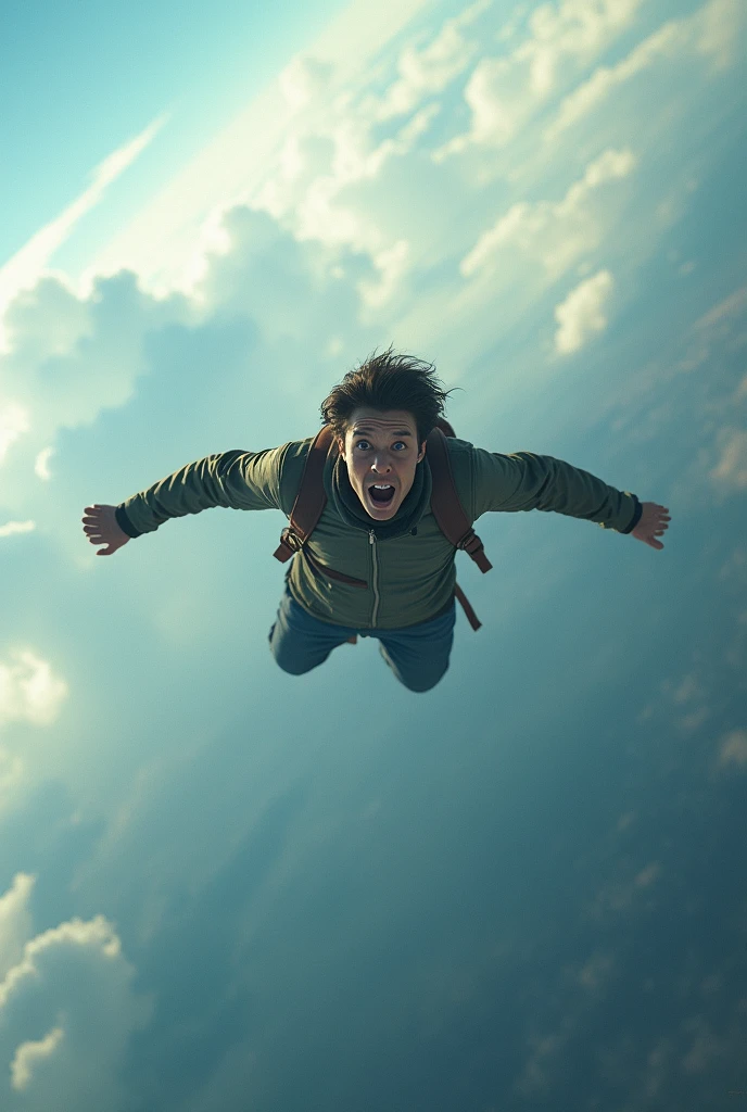 Make me a perspective picture of an individual falling down.