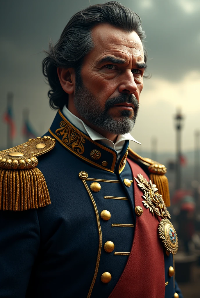 In cinematic 3d style create a  Portrait of Bernardo de Galvez