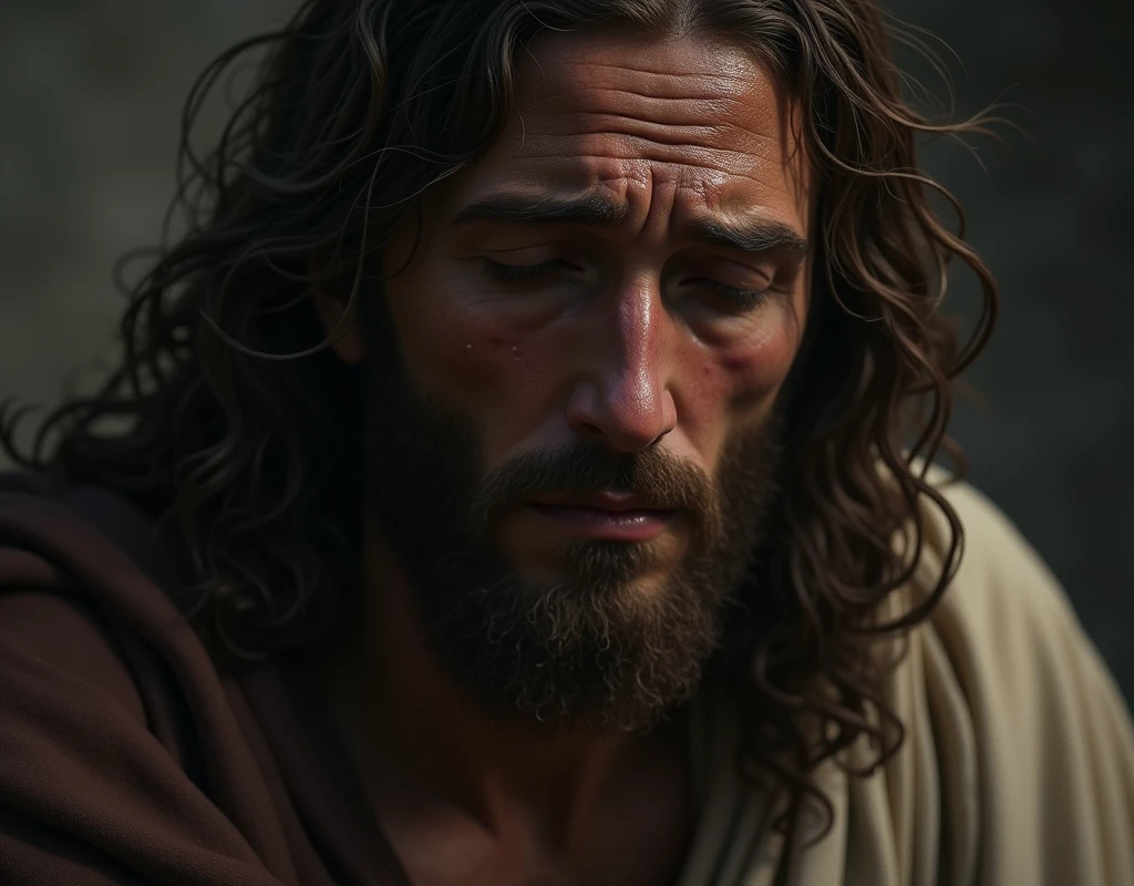 We need an image of Jesus looking very sad.