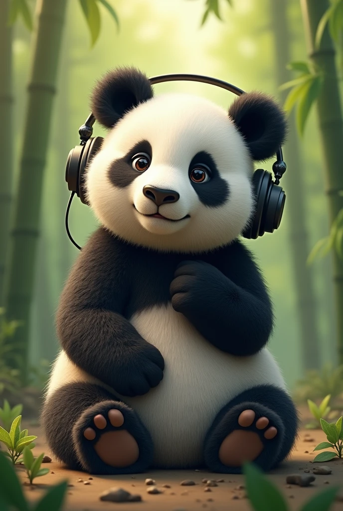 Panda listening to music