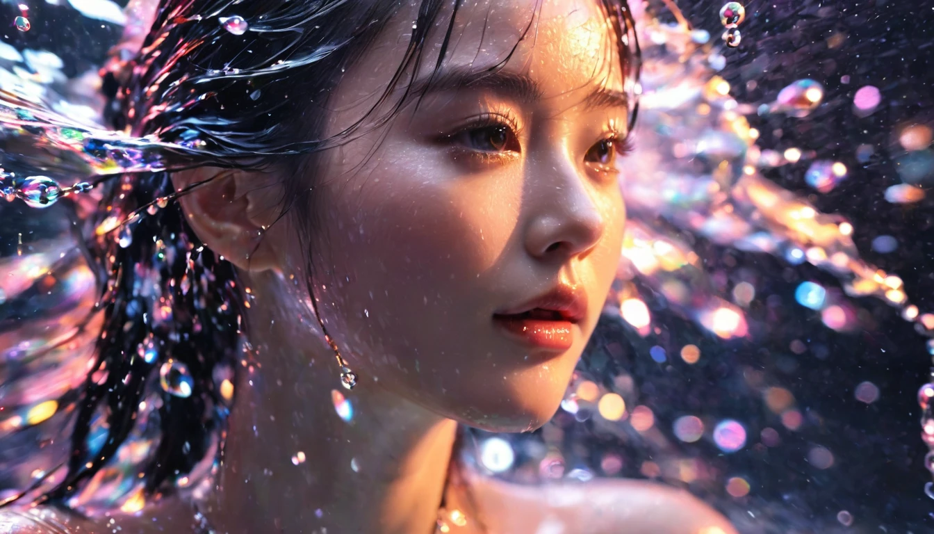1 girl,beautiful,Bling Bling Bling Bling,motion blur,water drop,Cinematic lighting effects