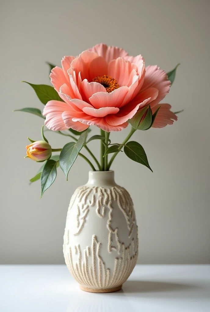 Make a ceramic with a flower inside, the vase could have stronger details