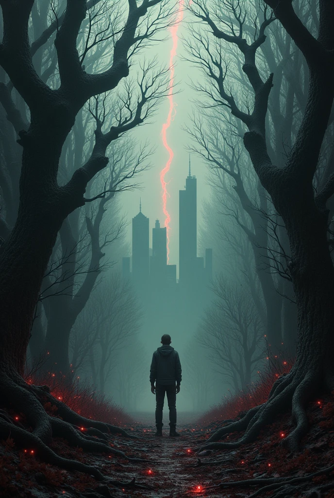 Make a Stranger Things Upside Down background along with the city