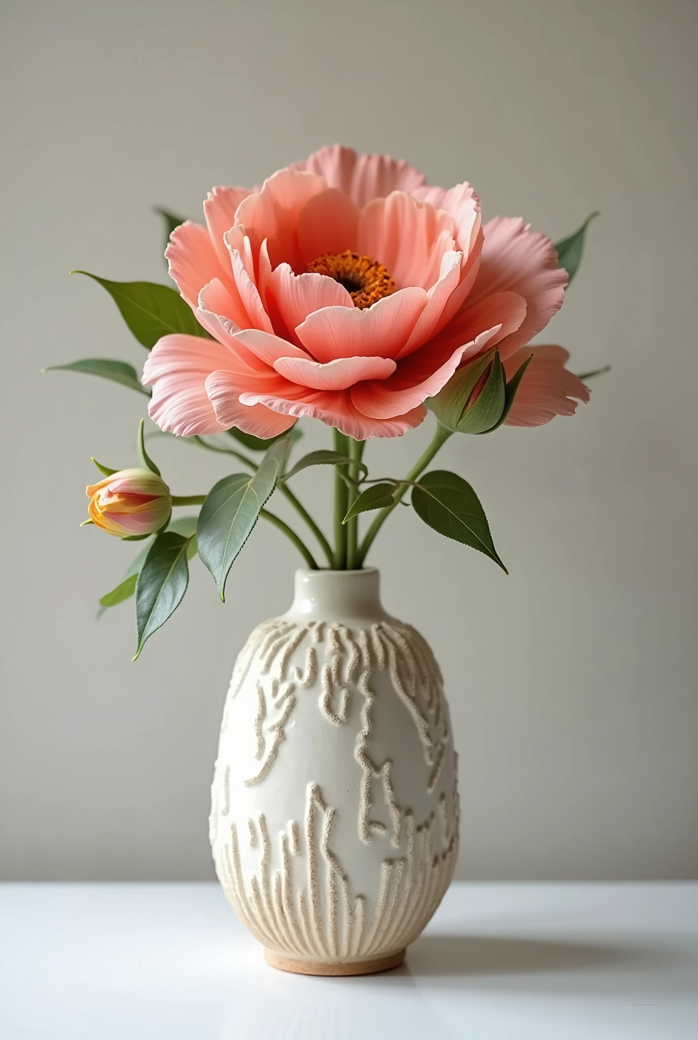 Make a ceramic with a flower inside, the vase could have stronger details