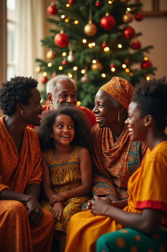 I need a picture of African people who are relatives celebrate Christmas