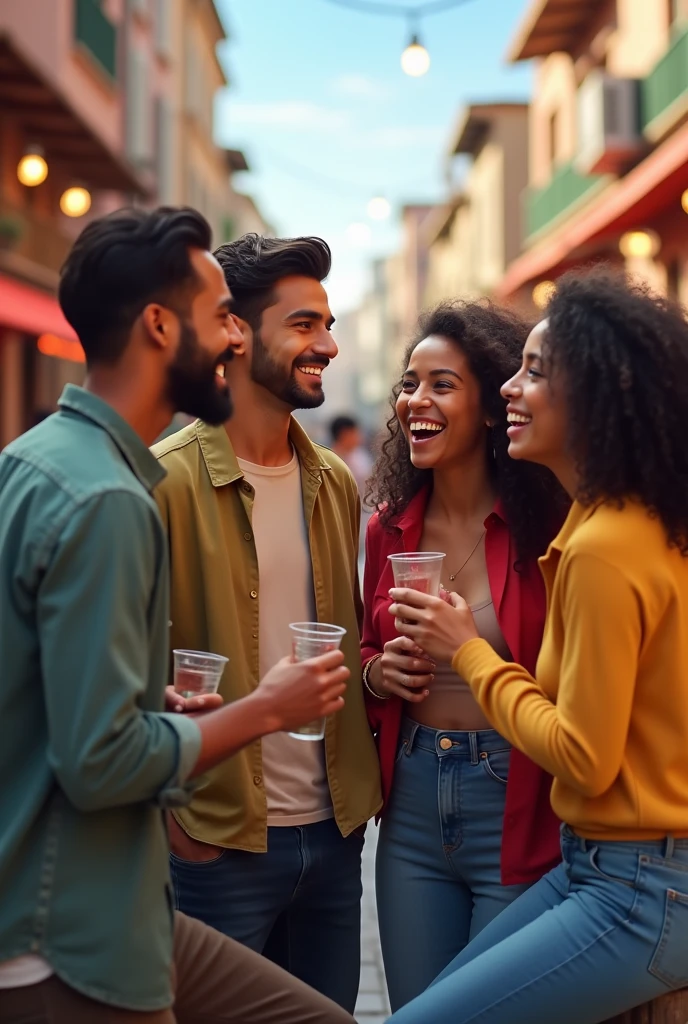 group of friends in different size and nationalities, different genders