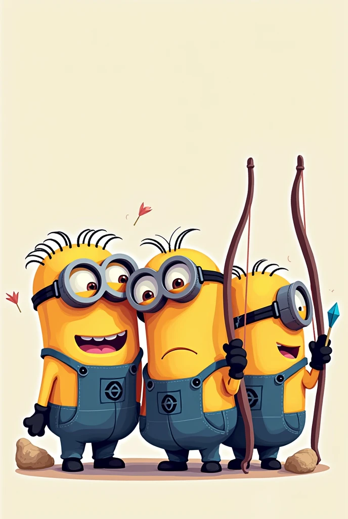Pixel art minions holding bow and arrow for WhatsApp stickers