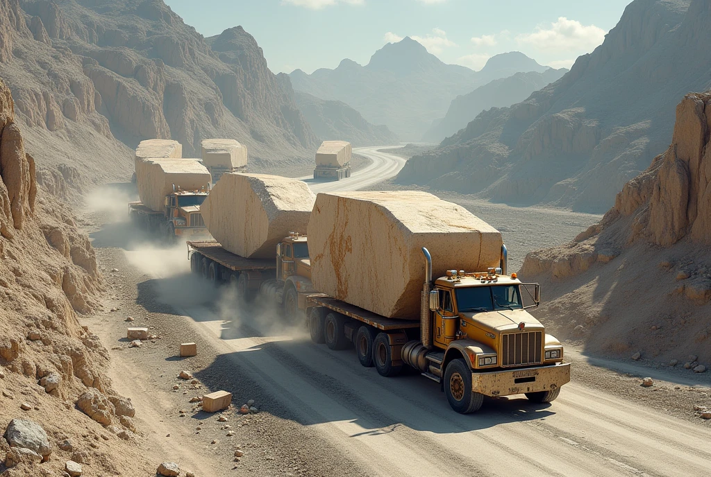 transportation of blocks and sheets of ornamental rocks (granito e/or marble)