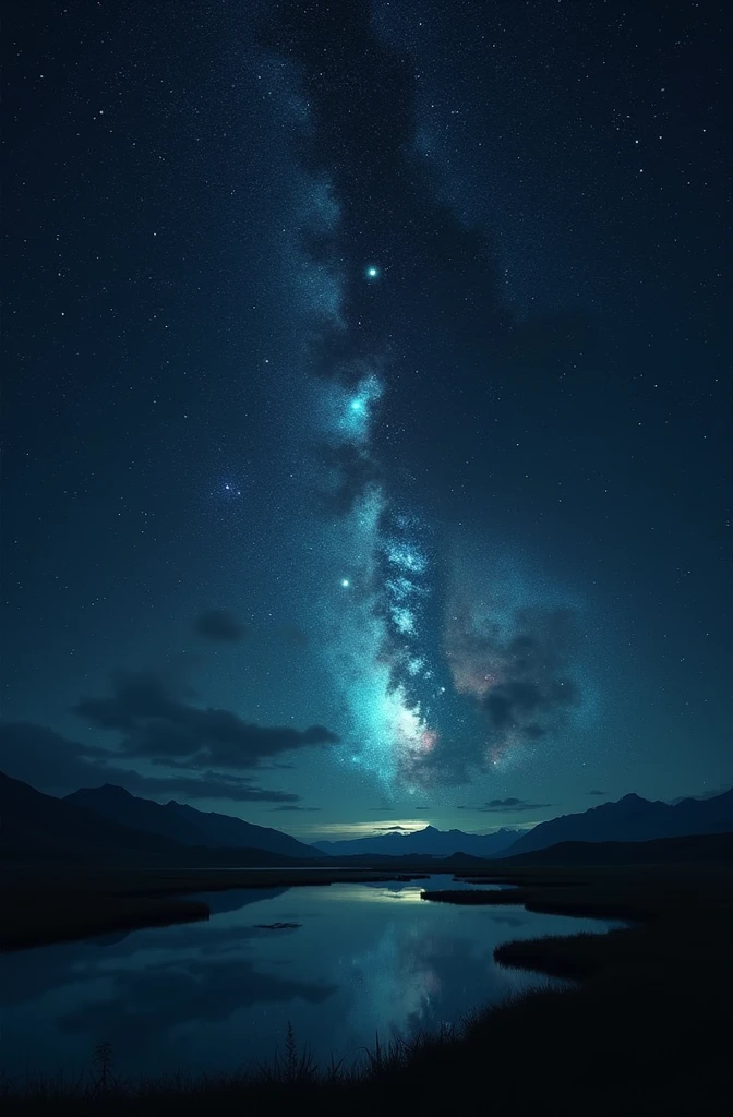 Change the sky for a galaxy and let the reflection of the water be seen 