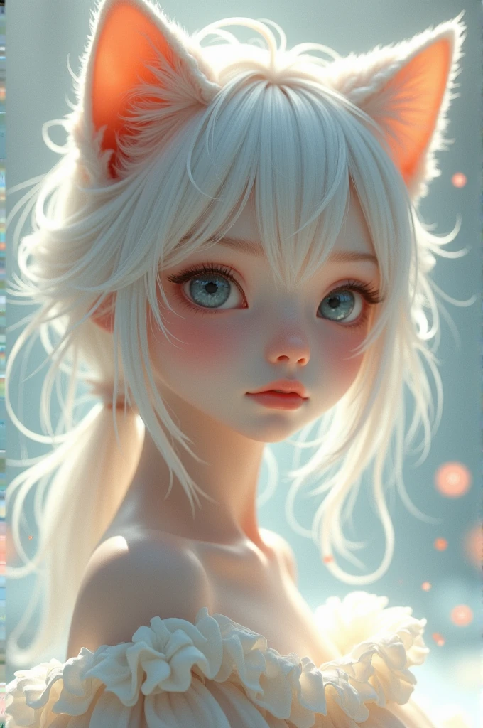 neko girl, white skin, clear image, 