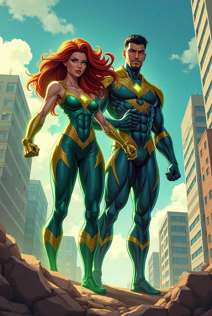 Aur-Urah, the Light Fairy, red hair, aura, muscular male, light body, full body, pants, armor, pullover, gloves, full clothed, solo focus, only one character