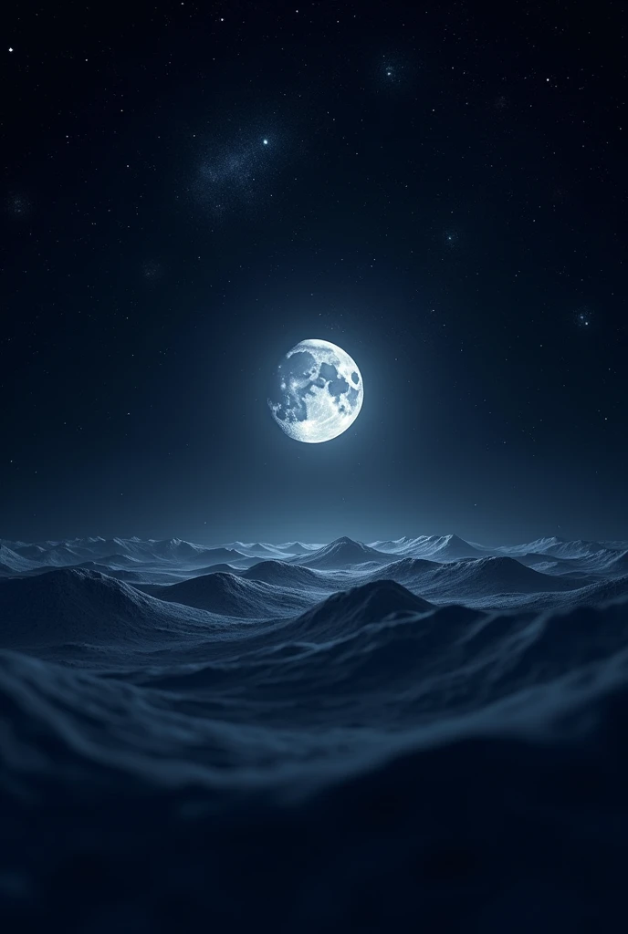 A single moon surrounded by stars
