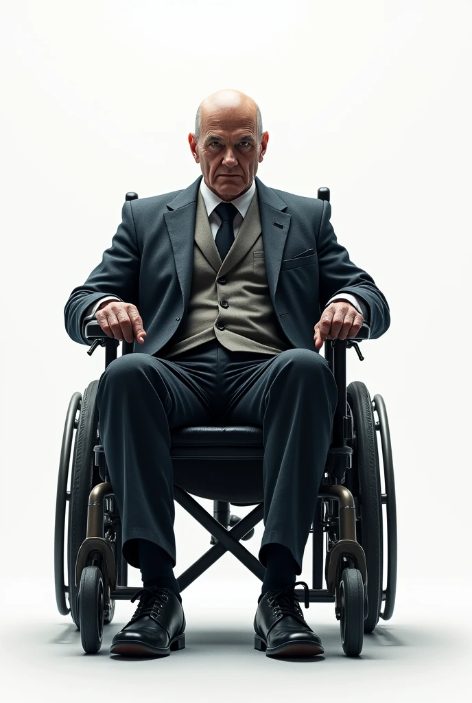 Creation of the Prophet Charles Xavier sitting in a wheelchair doing work It's like using psychic powers. white background