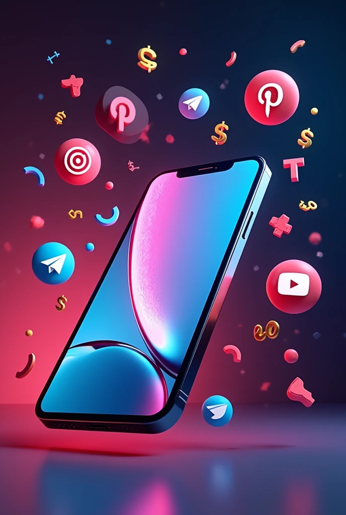 photo with iPhone phone and tiktok icon and inscription Tiktok Monetization and in the background money dollars and euros Instagram icons, telegram, Pinterest,YouTube