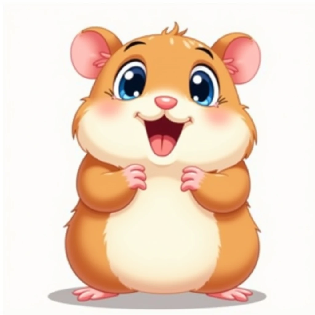 Hamster, high resolution, simple background, looking at the audience, Icon style, cartoon style, high resolution, smile, blue eyes,
