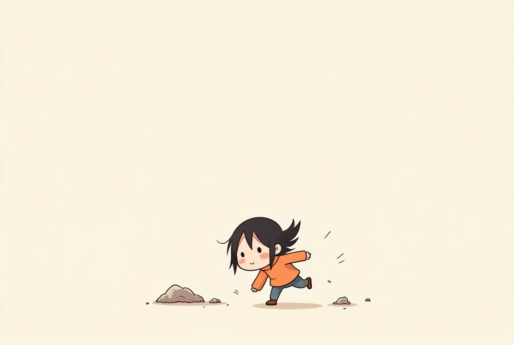a girl falls down but quickly stands up, a determined expression on the face, cartoon, cute cartoon, cute cartoon style, motherly love, cute illustration, clean anime art, simple background