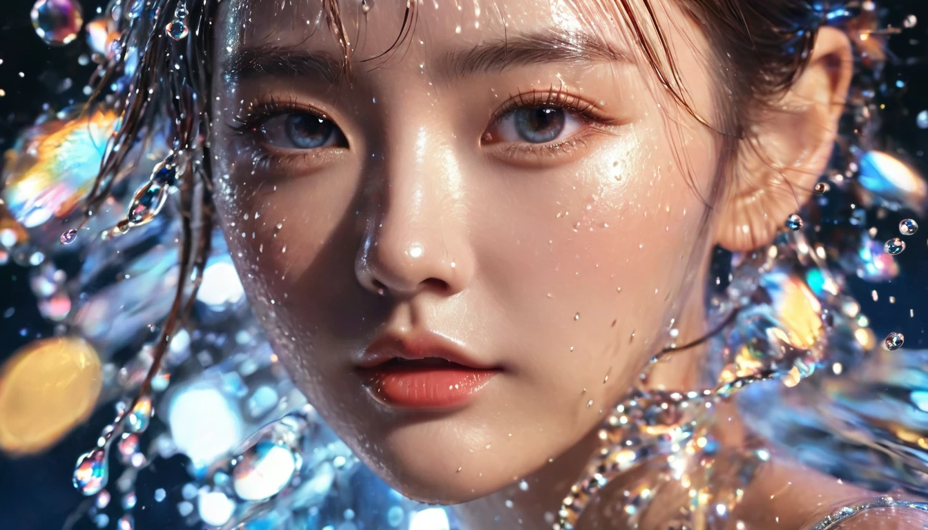 1 girl,beautiful,Bling Bling Bling Bling,motion blur,water drop,Cinematic lighting effects