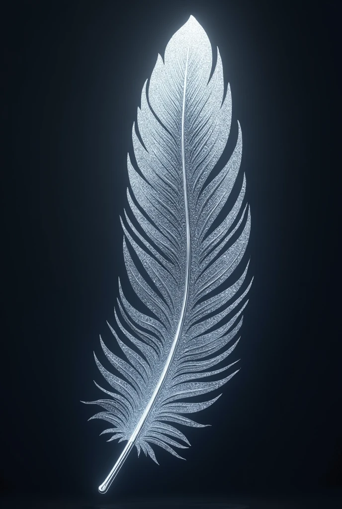 One metal feather silver glitter and shine