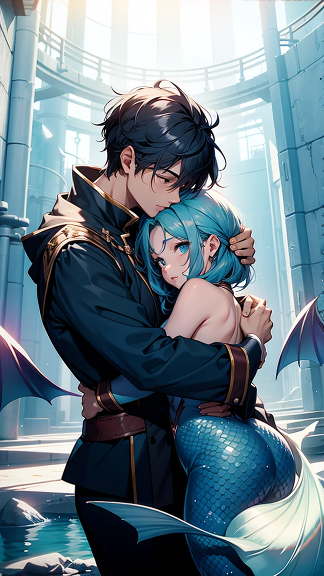 Wizard Boy,Mermaid,Hug together