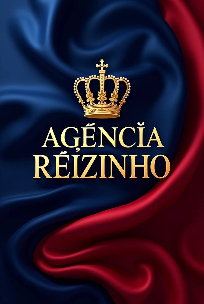 Could you create a logo with the name AGÊNCIA REIZINHO?, with the beautiful golden letters , also having a crown, and the colors blue red and gold