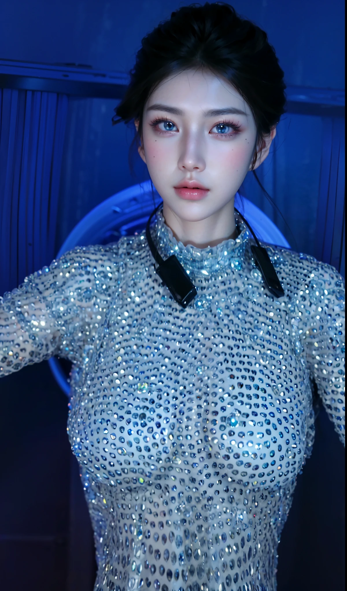 Game Art,Best image quality,Maximum resolution,8K,(A bust photo),(portrait),(Head close-up),(Rule of Thirds),Unreal Engine 5 rendering works,20 year old girl,((Queen)),The eyes are very detailed,(Large Breasts),Elegance and nobility,Movie Light,Ray Tracing,Game CG,((3D Unreal Engine)),OC rendering reflection mode,4K,Ultra-clear,Translucent lace,Fair and plump figure,Pretty Face,Glossy Gel Coat,身着华贵礼服的Queen,Necklace jewelry,Dark blue pupils(Like the eyes of the starry sky),Silver armor,Starry Sky Gem,breasts symmetrical