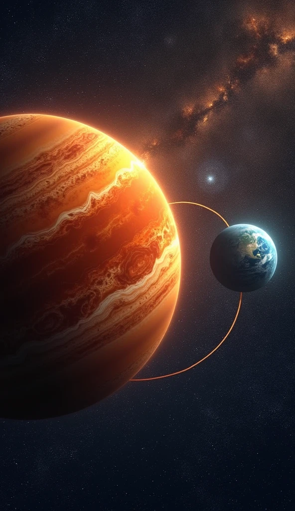 Venus, Earth’s Mysterious Twin": Illustrate Venus alongside Earth in a cosmic comparison. Emphasize the similarities in size but highlight Venus’ unique retrograde and slow rotation. The image can feature timelines or planetary arcs to show how Venus’ day outlasts its year, with visual cues explaining the backward sunrise and sunset on Venus.