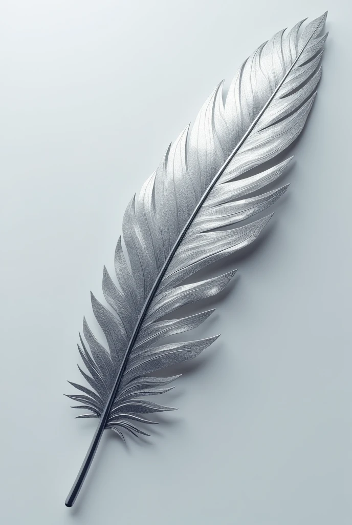 One metal feather silver glitter and shine no background more like metal feather