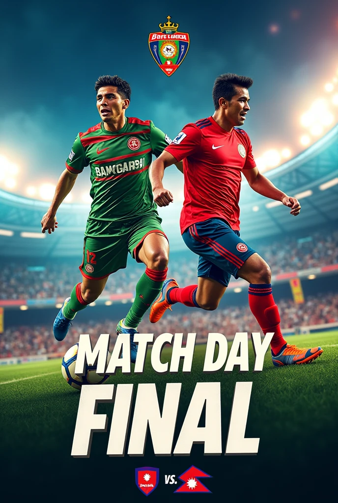 Bangladesh vs nepal Football final match poster With match Day font 