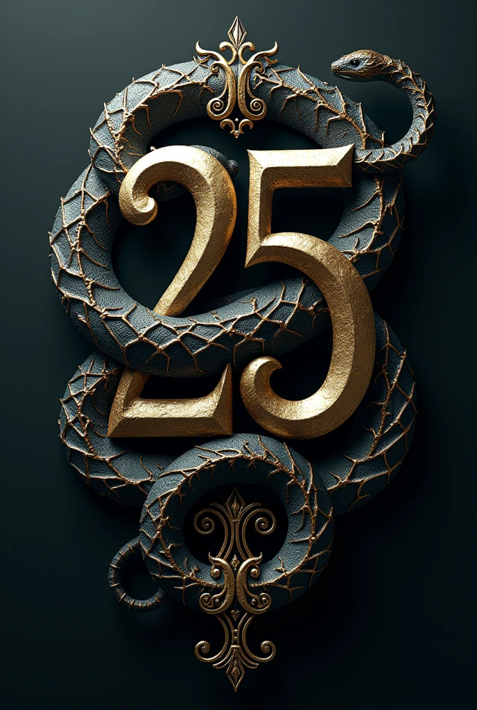 a number 25 surrounded by a snake aesthetic
