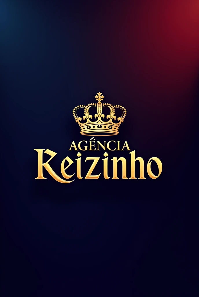 Could you create a logo with the name AGÊNCIA REIZINHO?, with the beautiful golden letters , also having a crown, and the colors blue red and gold 