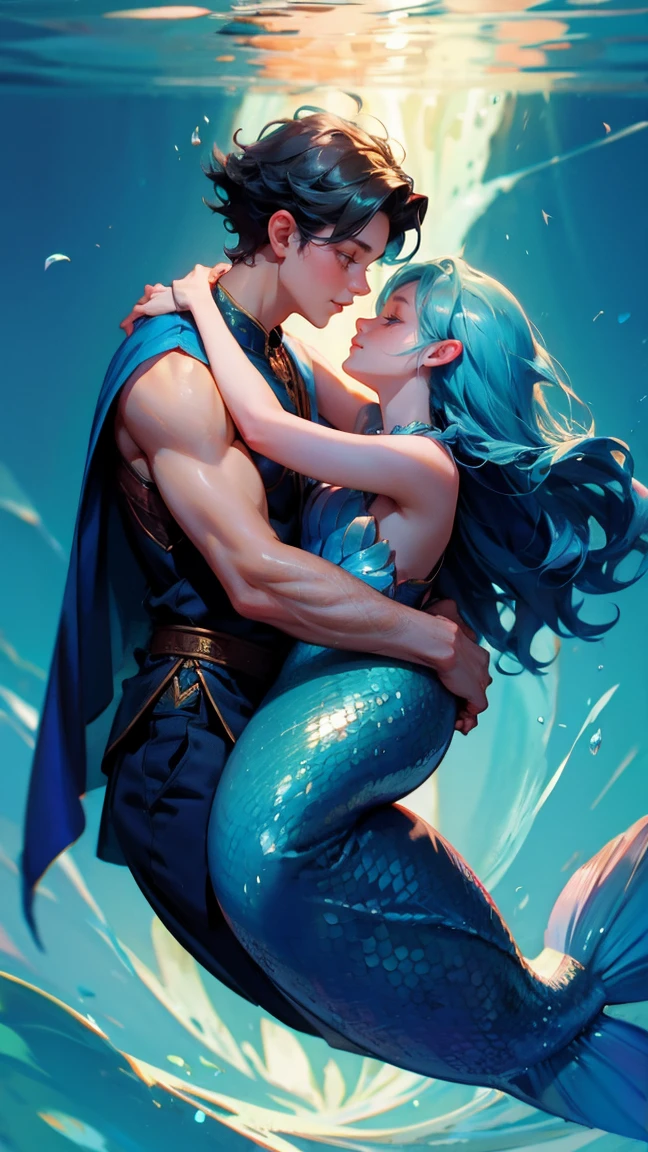 Wizard Boy，Mermaid，Hug together