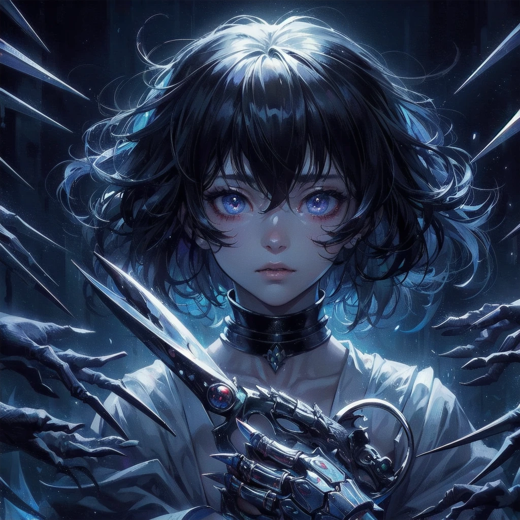  masterpiece, (textured skin), best quality, gorgeous beautiful, (a beautiful girl,praying mantis,),scarry、,detailed clothes,large breasts,narrow waist,, (beautiful face), cinematic lighting, (fantasy anime art ),